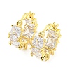 Clear Cubic Zirconia Square Hoop Earrings EJEW-A026-01G-1