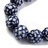 Handmade Blue and White Porcelain Beads Strands PORC-I027-04B-3