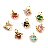 Brass Cubic Zirconia Charms KK-A156-04G-RS-1