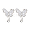 Brass Micro Pave Cubic Zirconia Stud Earring Findings CU-CBAA5EE-03P-B-1