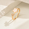 Simple Heart & Star Alloy Cubic Zirconia Open Cuff Ring for Women QF2171-1