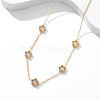 Elegant Stainless Steel Pave Clear Cubic Zirconia Flower Bib Necklaces for Women VA6910-1