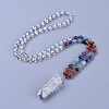 Synthetic Moonstone & Natural Mixed Stone Pendant Necklace NJEW-I109-D01-1