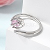 Brass Micro Pave Cubic Zirconia Cuff Open Rings for Women RJEW-L343-01P-5