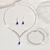 Alloy Rhinestone Horse Eye Chain Bracelets & Teardrop Stud Dangle Earring & Pendant Necklaces Sets  FS-WG7ACD4-01-1
