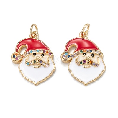 Christmas Themed Brass Micro Pave Cubic Zirconia Pendants ZIRC-L101-01G-1