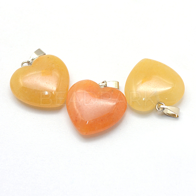 Heart Natural Topaz Jade Pendants G-Q438-14-1