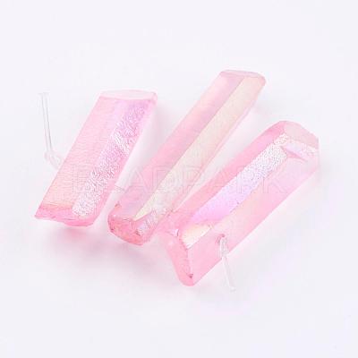Electroplated Natural Quartz Crystal Graduated Beads Strands G-P315-A08-1