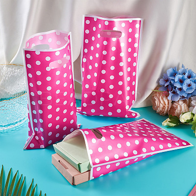 Polka Dot PET Plastic Packing Bags with Die Cut Hole Handle ABAG-TADJ0002-001E-1