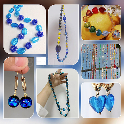 60Pcs 6 Styles Handmade Silver Foil Lampwork Beads FOIL-PH0001-01-1