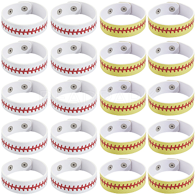 20Pcs 2 Styles Leather Wide Cord Bracelet with Snap Button for Men Women GUQI-CL0001-02B-1