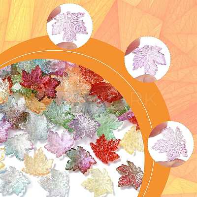 80Pcs 8 Colors Baking Paint Transparent Glass Pendants DGLA-FS0004-29-1