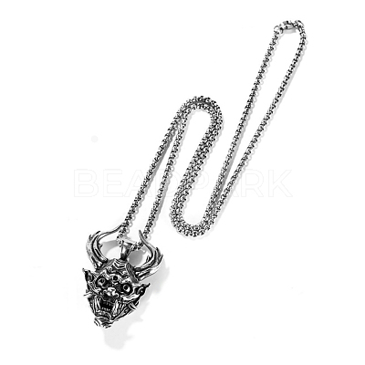 Stainless Steel Evil Skull Pendant Necklace SKUL-PW0001-134-1