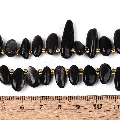 Natural Silver Sheen Obsidian Beads Strands G-Z091-A38-1