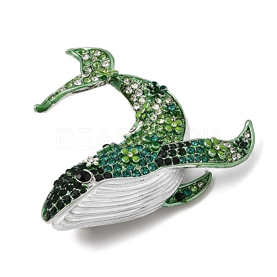 Whale Alloy Rhinestone Lapel Pin Brooches AL-CBAF606-04P-02-1
