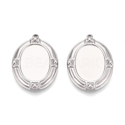 304 Stainless Steel Pendant Cabochon Settings X-STAS-T067-17P-1