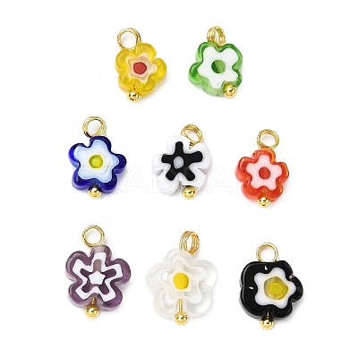 Handmade Millefiori Glass Charms PALLOY-JF04572-01-1