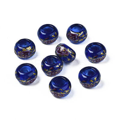 Flower Printed Transparent Acrylic Rondelle Beads TACR-S160-01-A03-1