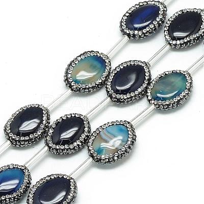 Natural Agate Rhinestone Beads G-Q488-04C-1
