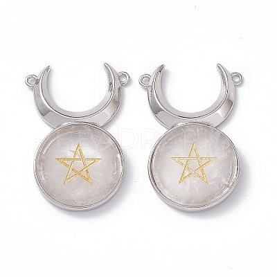 Natural Quartz Crystal Connector Charms G-G983-02P-07-1