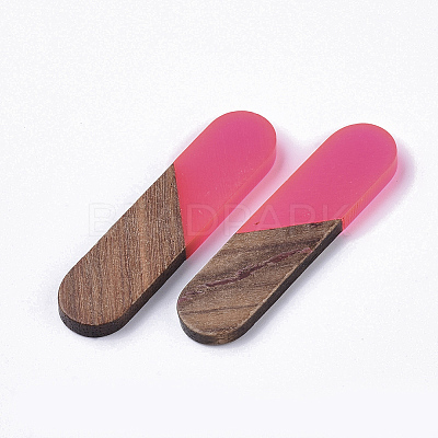 Transparent Resin & Walnut Wood Cabochons LS-RESI-Q210-014A-B02-1