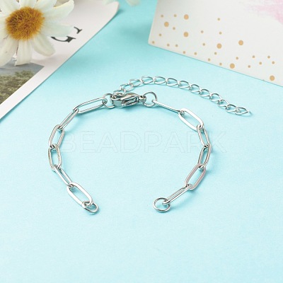 Tarnish Resistant 304 Stainless Steel Paperclip Chains Bracelet Making AJEW-JB01038-02-1