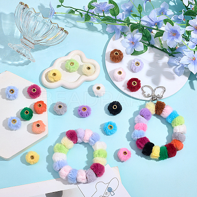 100Pcs 20 Colors Imitation Rabbit Hair European Beads FIND-PA0001-27-1