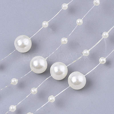 ABS Plastic Imitation Pearl Beaded Trim Garland Strand SACR-T354-01G-1