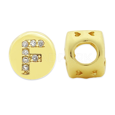 Brass Micro Pave Clear Cubic Zirconia Beads KK-T030-LA843-FX3-1