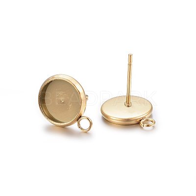 Ion Plating(IP) 304 Stainless Steel Stud Earring Settings STAS-H467-08G-16mm-1