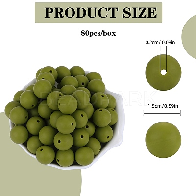 80Pcs Round Silicone Focal Beads SIL-SZ0001-24-12-1