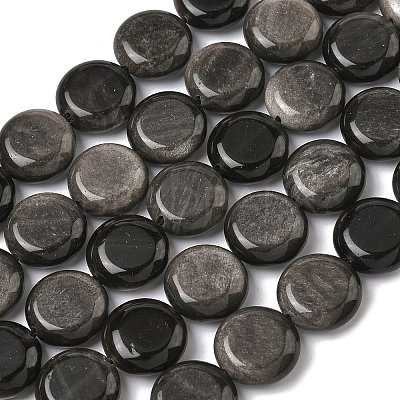 Natural Silver Sheen Obsidian Beads Strands G-L648-B23-15mm-02-1