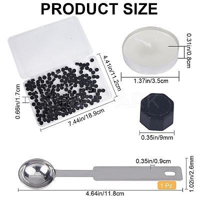 200Pcs Octagon Sealing Wax Particles with 1Pc Stainless Steel Spoon and 3Pcs Flat Round Candles and 1Pc Iron Beading Tweezers DIY-CP0009-31-1