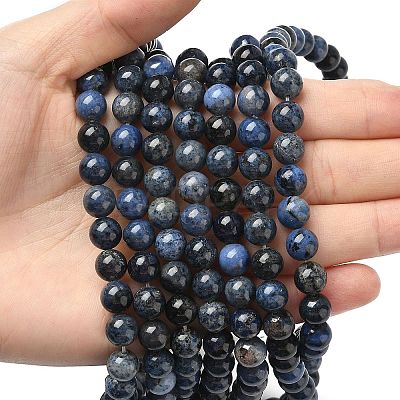 Natural Grade AA Dumortierite Quartz Round Bead Strands X-G-P075-43-8mm-1