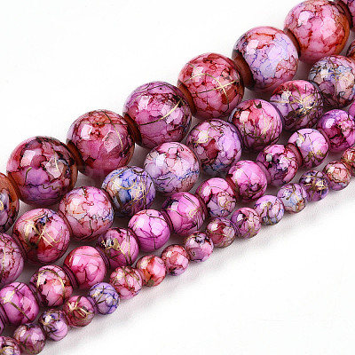 Baking Paint Glass Beads Strands DGLA-N003-6mm-B03-1