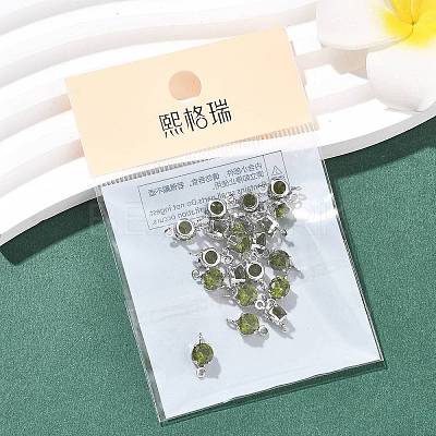 SHEGRACE Brass Pave Cubic Zirconia Flat Round Connector Charms XGRQ2O414-435D-P-1