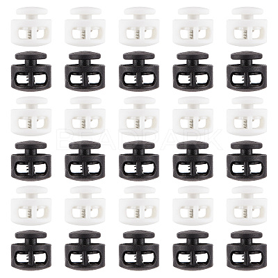 40Pcs 2 Colors Plastic Spring Cord Locks FIND-GF0004-08-1