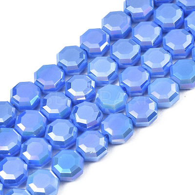 Electroplate Opaque Solid Color Glass Beads Strands EGLA-N002-27-A04-1