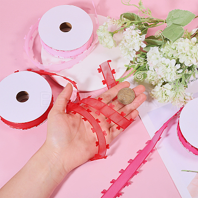 3 Rolls 3 Colors Heart Valentine's Day Polyester Lace Trim OCOR-FG0002-74-1