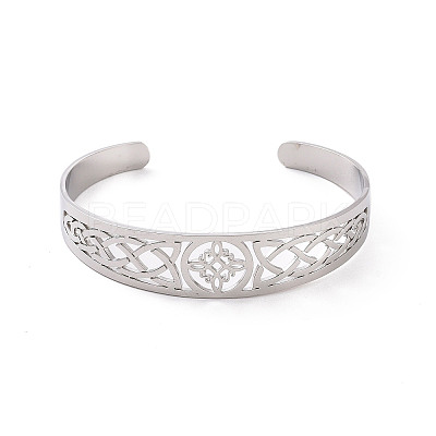 Non-Tarnish 304 Stainless Steel Cuff Bangles BJEW-M234-03P-1