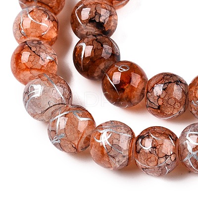 Drawbench Crackle Glass Beads Strands GLAA-N006-8mm-07-1