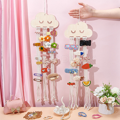 Cloud Wooden Hairpin Hair Clip Hanging Holder Storage Organizer WH-WG78846-01-1