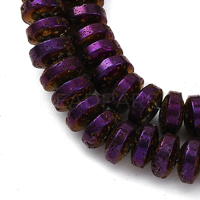 Electroplated Natural Lava Rock Beads Strands G-A256-E01-01I-1