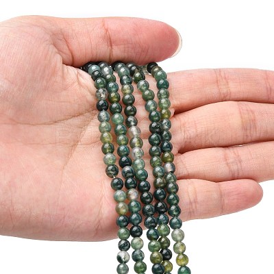 Natural Moss Agate Beads Strands X-GSR4mmC001-1