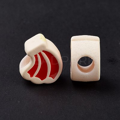 Rubberized Style Acrylic European Beads SACR-E009-11-1
