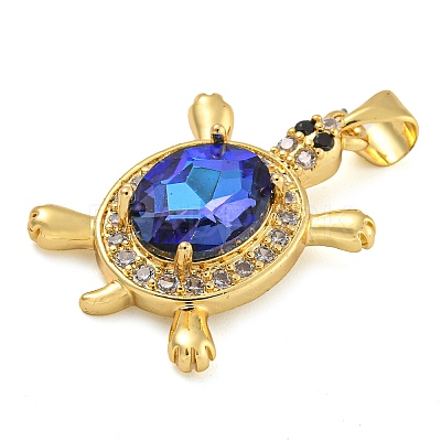 Tortoise Rack Plating Brass Micro Pave Cubic Zirconia Charms KK-G513-78A-07G-1