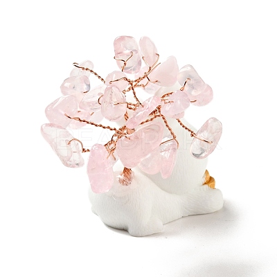 Natural Rose Quartz Tree Display Decorations DJEW-E007-01RC-04-1