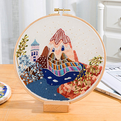 Mountain & River Scenery Pattern Embroidery Starter Kits DIY-P077-072-1