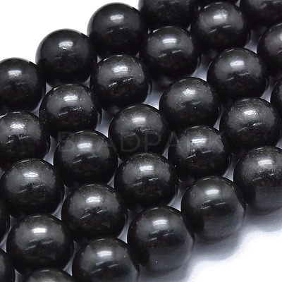 Natural Shungite Beads Strands G-M353-A04-10mm-1