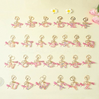Letter A~Z Transparent Glitter Resin Pendant Keychains KEYC-FZ00024-20-1